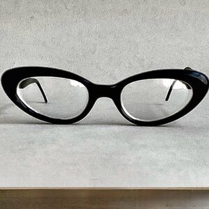 Vintage “Carina” Brand 1960s Black Cat Eye Eyeglasses Frames Made In Italy